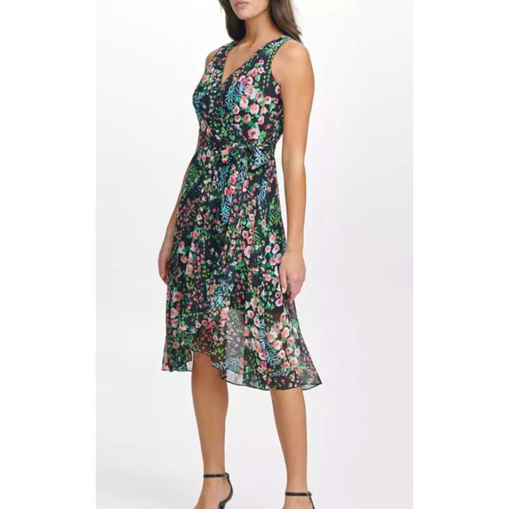 NEW Tommy Hilfiger Womens Floral Print Faux-Wrap Dress sz 14